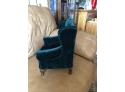 (#163) Green Velvet Doll Chair. 11'(w) X 7 1/2' (d) X 12'(h)
