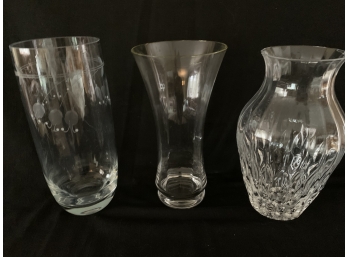 (#33) Glass Vases (3) 10.5 And 10'