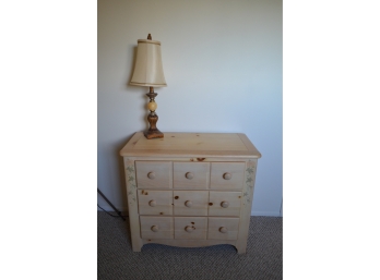 Hand-Painted Pine Dresser Chest With Lamp Excellent