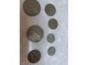 (#219) Foreign Coins And Magnifier