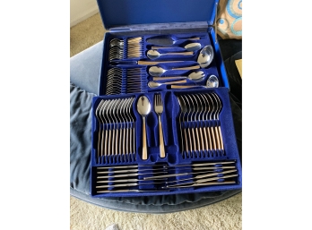 Solingen Germany Flatware Set Stainless / Gold 18/10 Serves Of 12 With Serving Pieces