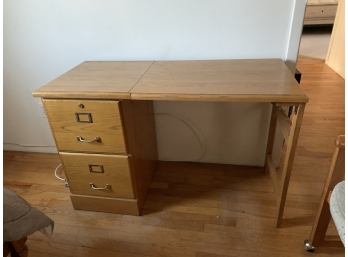 File Locking Cabinet (no Key) With Folding Desk Top - See Details