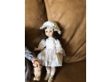 (#162) Collectable Dolls - 2 Porcelain / 1 Plastic  Stamped Check Photo's