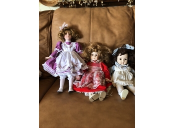 (#159) 3- Porcelain Collectable Dolls- Check Description