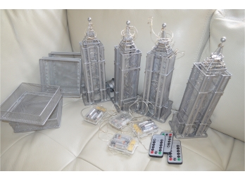 Metal Light Up Empire State Buildings And 4 Napkin Holders