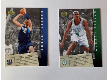2006-07 Upper Deck Rookie Debut Gerald Green Celtics #4 & Dirk Nowitzki Mavericks #18 Basketball Trading Cards