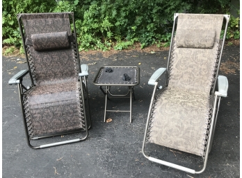 Set Of Gravity Chairs And Side Table