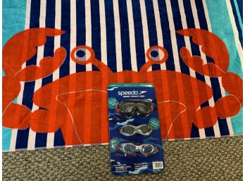 And Loftex Youth Beach Towel And Speedo Ages 6-14 Goggles 3 Pack