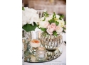 Vintage Mirror Base For Table/floral Arrangements/votives - Wonderful Round Fluted Beveled Edge