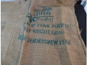 3 Coffee Bean Burlap Bean Sacks. Pictures Are Of Both Sides.