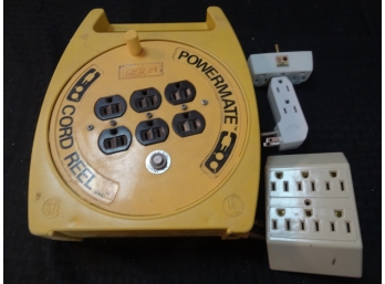 Power Mate Cord Reel And Plug In Adapters.