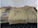 3 Coffee Bean Burlap Bean Sacks. Pictures Are Of Both Sides.