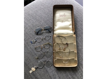 (G2) LOT OF 8 ANTIQUE PINCE NEZ  EYEGLASSES-6 PAIRS ARE GOLD FILLED -1/10 12K & 1/20 12KGF-SPECTACLES-JOSELLE