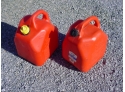 Two 5 Gallon Plastic Gas Cans Complete With Spouts And Caps  (249)