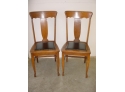 Very Sturdy Pair Of Antique Oak T-Back Claw Footed Chairs  (282)