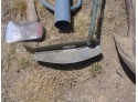 Yard Tools: Ax, Post Hole  Digger, Edger, Shovel, Crow Bar, Pitch Fork  (147)