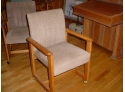 Set Of 4 Oak Upholstered Chairs On Wheels  (124)