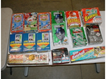14 New In Box 1990's Baseball Cards & Box Of Card Protectors  (209)