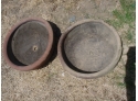 2 Ceramic F Lower Pots, 15'x 5'H  (140)