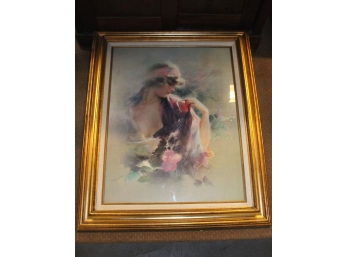 Framed Picture, (Pink Lady) Signed Morrrau,  20'X 36'   (196)
