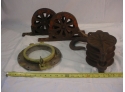 Novelty Industrial Strength Pulley, Pat 1885, Maritime Porthole Window, 2 Pulleys  (1413)