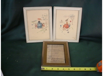 Two 5'x 7' Framed Art Prints, 5'x 7' Framed Postcard, 1915  (253)