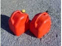 Two 5 Gallon Plastic Gas Cans Complete With Spouts And Caps  (249)