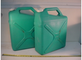 Two 6 Gallon Plastic Water Cans With Spouts   (277)