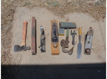 Assorted Antique Tools, Stanley #1 Plane, Block Planes, Winchester Hatchet, More  (151-B)