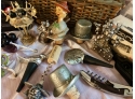 Large Lot Of Wine And Entertaining Accessories Featuring Figural Antique And Vintage Stoppers, Cork Screws, Po