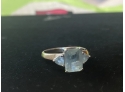 10k White Gold Blue Stone Ring Size 8