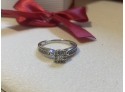 10k White Gold .25cttw Natural Diamond Halo Ring