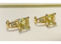 10k Lemon Quartz Diopside And Diamond Earrings Omega Backs Vintage