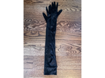 Black Satin Formal Long Evening Gloves