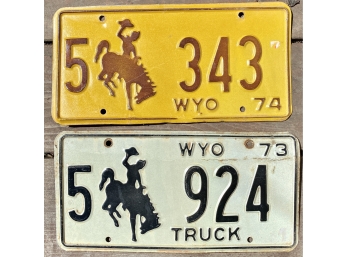 2 Wyoming License Plates