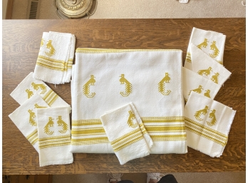 Embroidered Linen Table Cloth And Napkins
