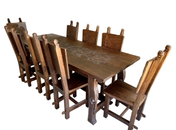 Magnificent Hand Carved African Table And 8 Chairs, Truly Amazing