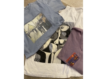 Collection Of Three Vintage Art Shirts Including Caillebotte & Picasso