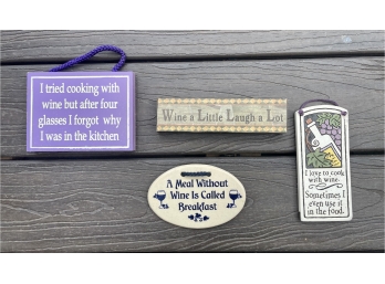 4 Wine Themed Plaques