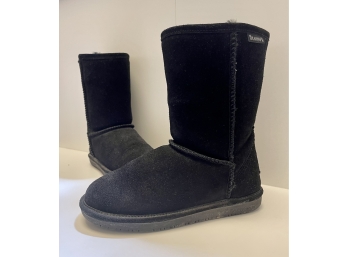 Bearpaw Black Suede Winter Boots Women's Size 6