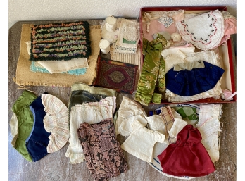 Lot Of Doll Clothes, Blankets And Rugs