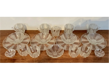 Assorted Depression Glass Including (4) Luncheon Trays, Cups, Bowls, & Condiment Dishes