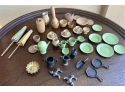Lot Of Vintage Doll House Miniature Dinnerware And Kitchen Items