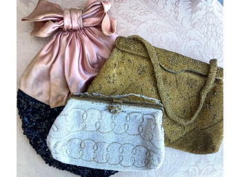 Lot Of 3 Vintage Bags Including Hand Beaded Purses From France