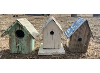 (3) Small Wooden Birdhouses (as Is)