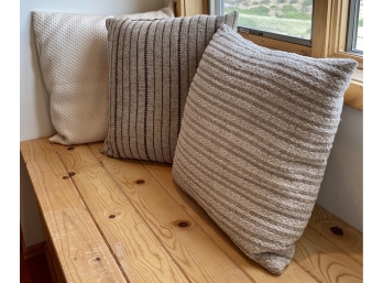 Three Upholstered Floor Pillows, Need Minor Cleaning