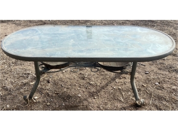 Pretty Metal Outdoor Table With Glass Top
