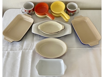 Assorted Baking Dishes Including Two Le Creuset, Emile Henry France, Roscho & More