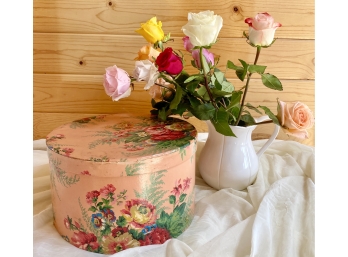 Pretty Pink Floral Hat Box