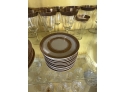 Lot Of Gold (Colored) Rimmed Glasses And Plates